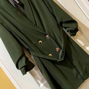 Boohoo Olive Green Double Breasted Blazer Dress